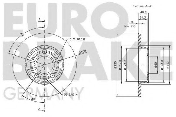 Тормозной диск EURODEAL AUTOPARTS 941