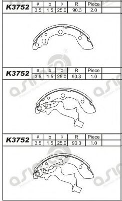 Комплект тормозных колодок ASIMCO K3752
