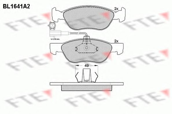 Комплект тормозных колодок, дисковый тормоз FTE BL1641A2