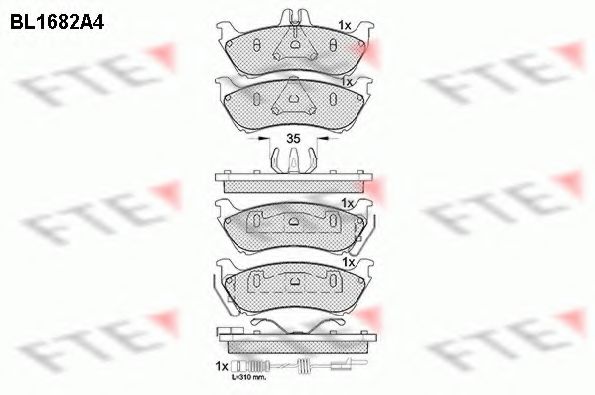 Комплект тормозных колодок, дисковый тормоз FTE BL1682A4