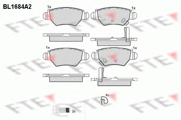 Комплект тормозных колодок, дисковый тормоз FTE BL1684A2