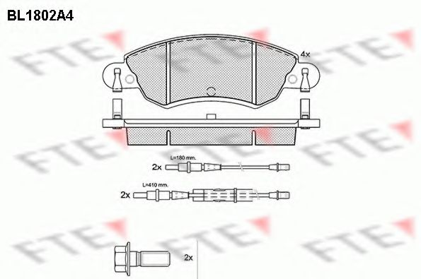 Комплект тормозных колодок, дисковый тормоз FTE BL1802A4