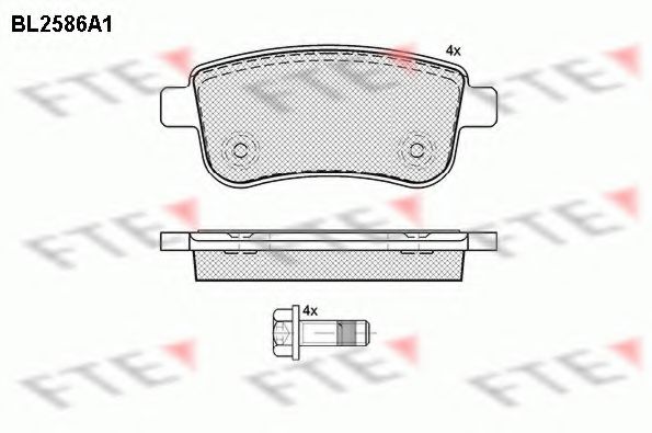 Комплект тормозных колодок, дисковый тормоз FTE BL2586A1