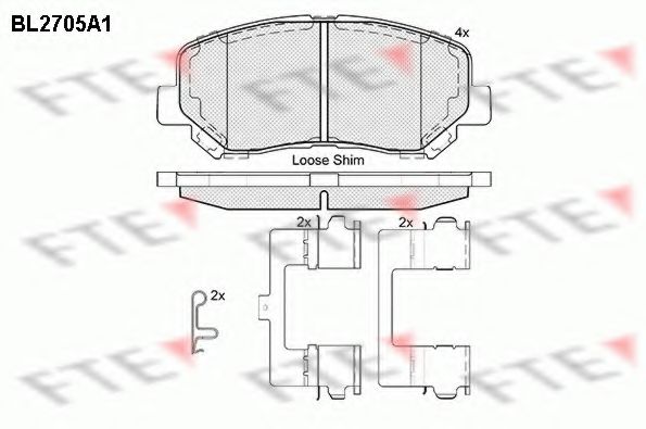 Комплект тормозных колодок, дисковый тормоз FTE BL2705A1