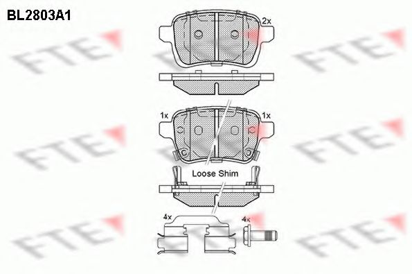 Комплект тормозных колодок, дисковый тормоз FTE BL2803A1