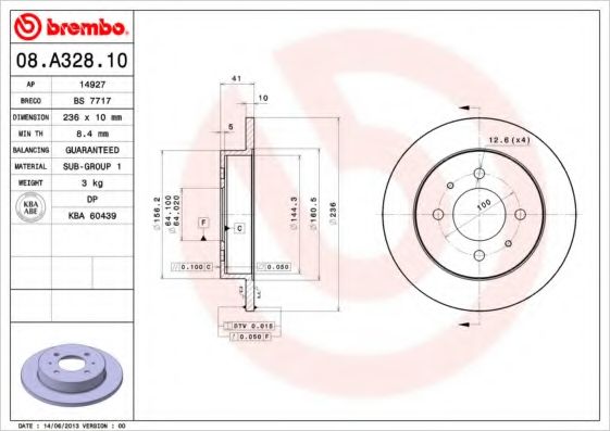 Тормозной диск BREMBO 08.A328.10