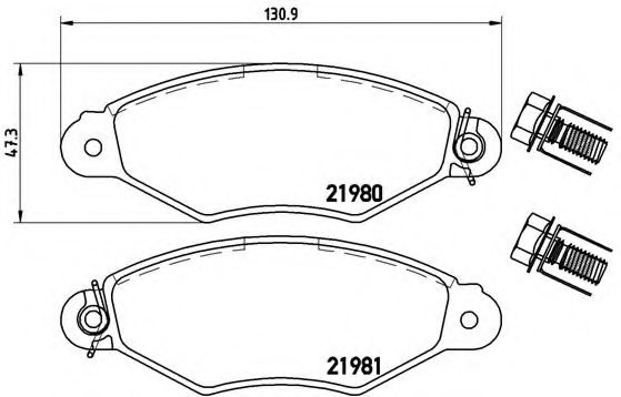 Комплект тормозных колодок, дисковый тормоз BREMBO P 61 098