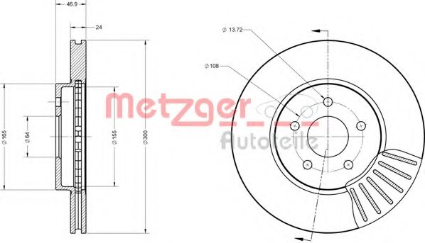 Тормозной диск METZGER 6110078