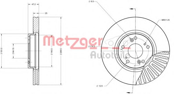 Тормозной диск METZGER 6110572