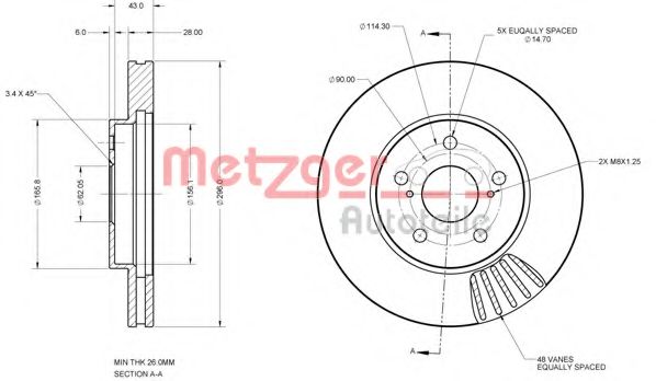 Тормозной диск METZGER 6110623