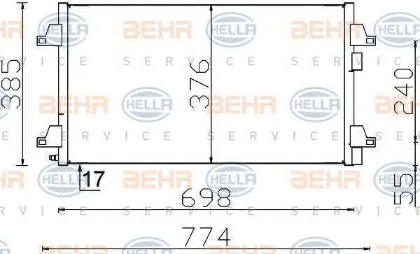 Конденсатор, кондиционер BEHR HELLA SERVICE 8FC351300344