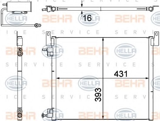 Конденсатор, кондиционер BEHR HELLA SERVICE 8FC 351 304-481