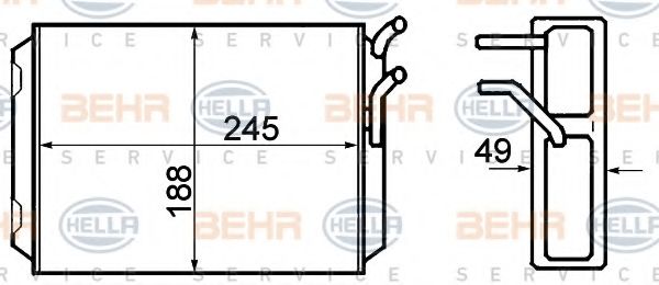 Теплообменник, отопление салона BEHR HELLA SERVICE 8FH 351 308-761