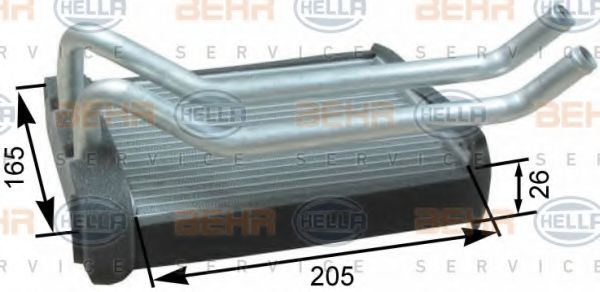 Теплообменник, отопление салона BEHR HELLA SERVICE 8FH 351 315-221