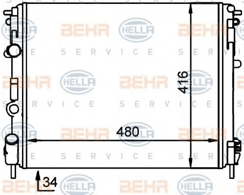 Радиатор, охлаждение двигателя BEHR HELLA SERVICE 8MK 376 701-704