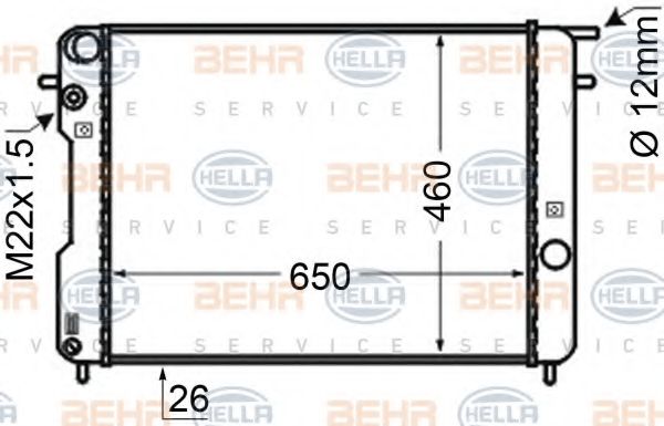 Радиатор, охлаждение двигателя BEHR HELLA SERVICE 8MK 376 704-751