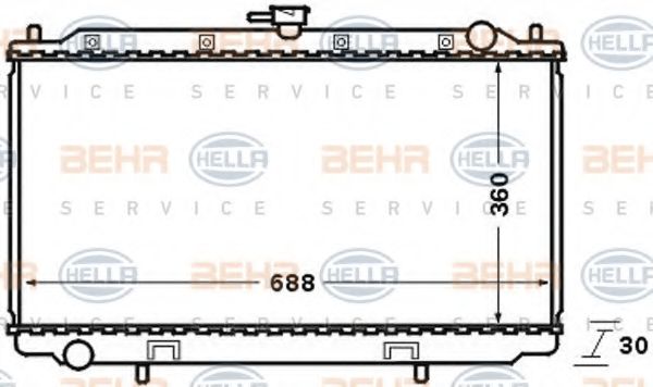 Радиатор, охлаждение двигателя BEHR HELLA SERVICE 8MK 376 705-631