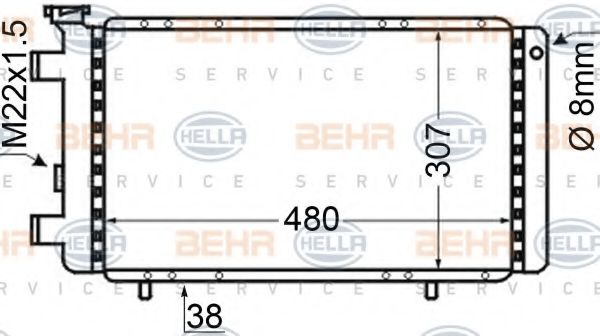 Радиатор, охлаждение двигателя BEHR HELLA SERVICE 8MK 376 705-781