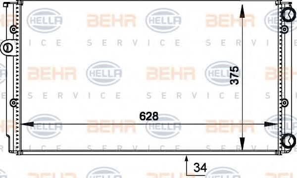 Радиатор, охлаждение двигателя BEHR HELLA SERVICE 8MK 376 714-041