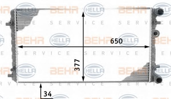 Радиатор, охлаждение двигателя BEHR HELLA SERVICE 8MK 376 716-611