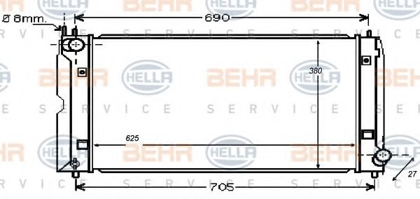 Радиатор, охлаждение двигателя BEHR HELLA SERVICE 8MK 376 753-731
