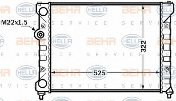Радиатор, охлаждение двигателя BEHR HELLA SERVICE 8MK 376 772-491