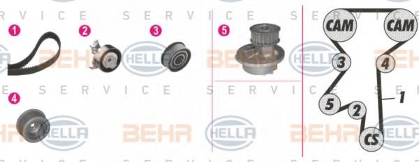 Водяной насос + комплект зубчатого ремня BEHR HELLA SERVICE 8MP 376 809-841