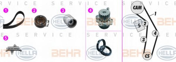 Водяной насос + комплект зубчатого ремня BEHR HELLA SERVICE 8MP 376 818-861