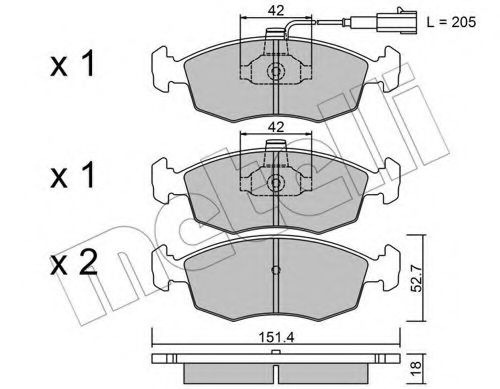 Комплект тормозных колодок, дисковый тормоз METELLI 22-0274-0