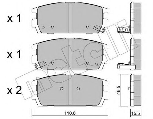 Комплект тормозных колодок, дисковый тормоз METELLI 22-0507-0