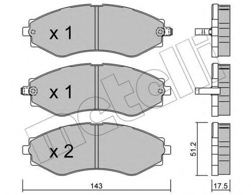 Комплект тормозных колодок, дисковый тормоз METELLI 22-0509-0