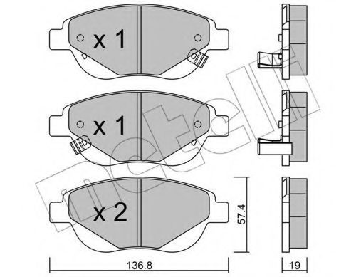 Комплект тормозных колодок, дисковый тормоз METELLI 22-0948-1