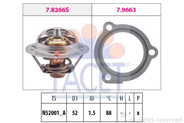 Термостат, охлаждающая жидкость FACET 7.8647