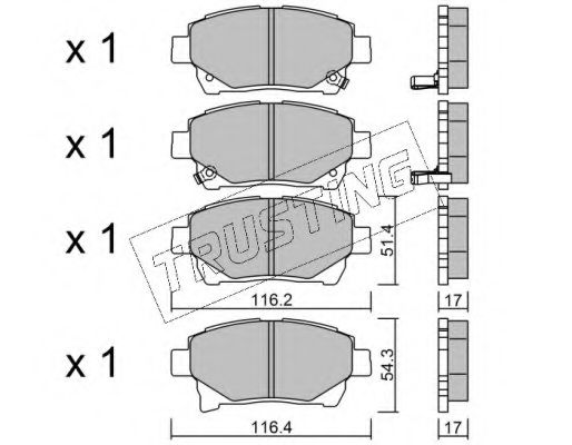 Комплект тормозных колодок, дисковый тормоз TRUSTING 894.0