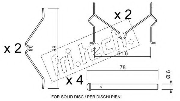 Комплектующие, колодки дискового тормоза fri.tech. KIT.057
