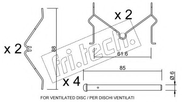 Комплектующие, колодки дискового тормоза fri.tech. KIT.058