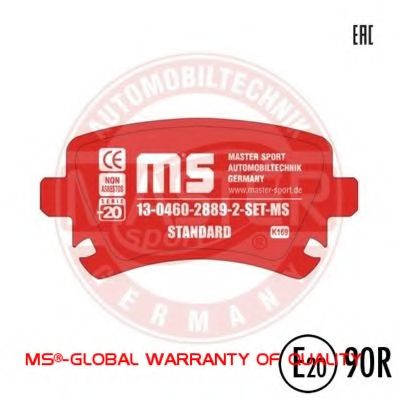 Комплект тормозных колодок, дисковый тормоз MASTER-SPORT 13046028892-SET-MS