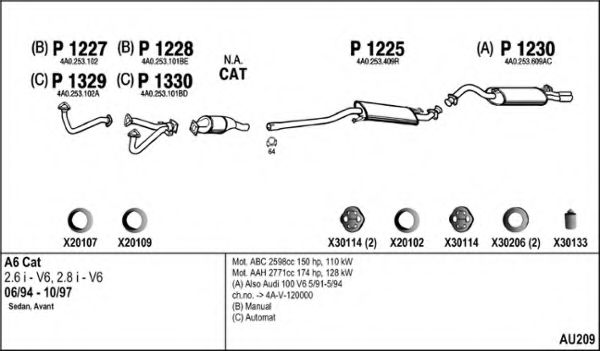 Система выпуска ОГ FENNO AU209