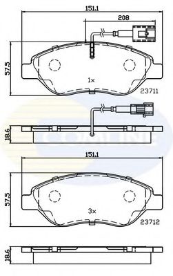 Комплект тормозных колодок, дисковый тормоз COMLINE CBP11222