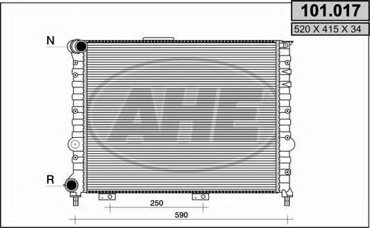 Радиатор, охлаждение двигателя AHE 101.017