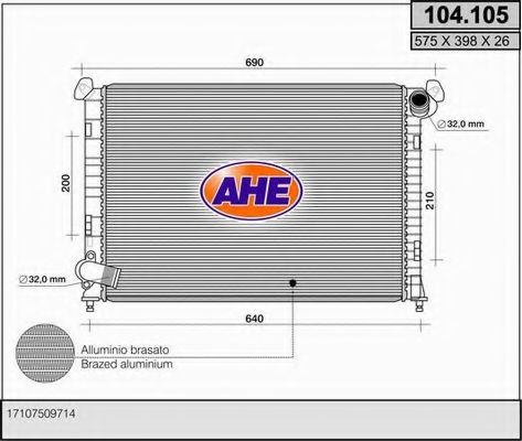 Радиатор, охлаждение двигателя AHE 104.105