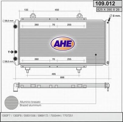 Радиатор, охлаждение двигателя AHE 109.012