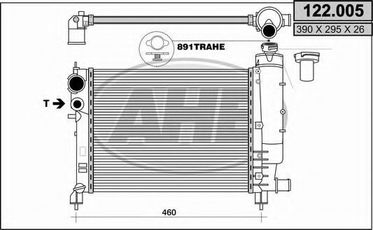 Радиатор, охлаждение двигателя AHE 122.005