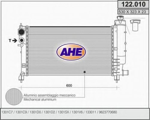 Радиатор, охлаждение двигателя AHE 122.010