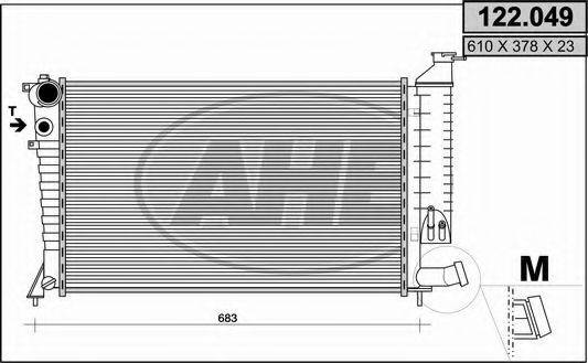 Радиатор, охлаждение двигателя AHE 122.049