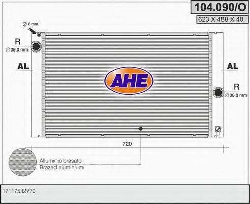 Радиатор, охлаждение двигателя AHE 104.090/O