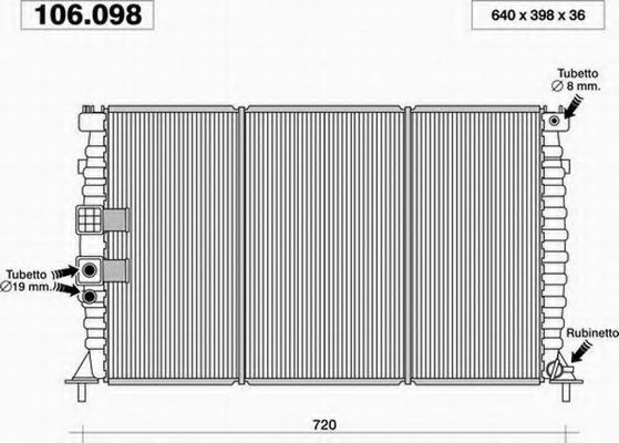 Радиатор, охлаждение двигателя AHE 106.098