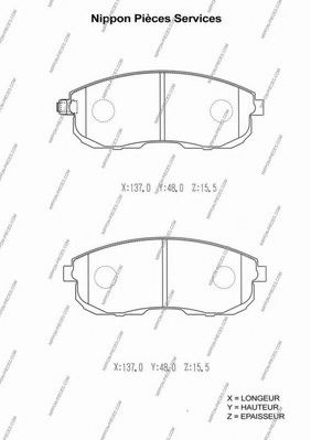 Комплект тормозных колодок, дисковый тормоз NPS BBP1968