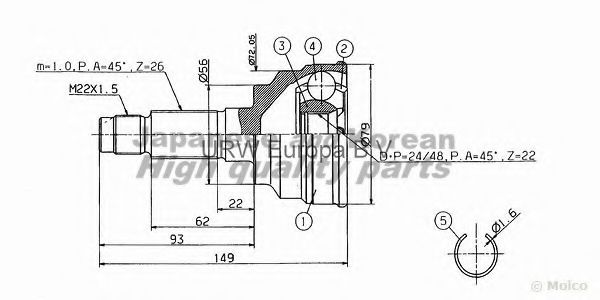 Шарнирный комплект, приводной вал ASHUKI MA-1E0I