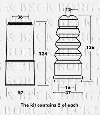 Пылезащитный комплект, амортизатор BORG & BECK BPK7082